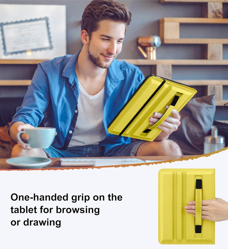 DTTO for iPad A16 Case, iPad 11th / 10th Generation Case (2025/2022), 360 Degree Rotating Premium Leather Folio Stand Cover with Pencil Holder, Yellow - Image 4